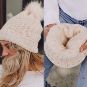Cream Faux Fur Beanie
